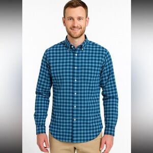 Ferrell Reed Men’s Gingham Button-Down Shirt Size 16 Large like-new condition